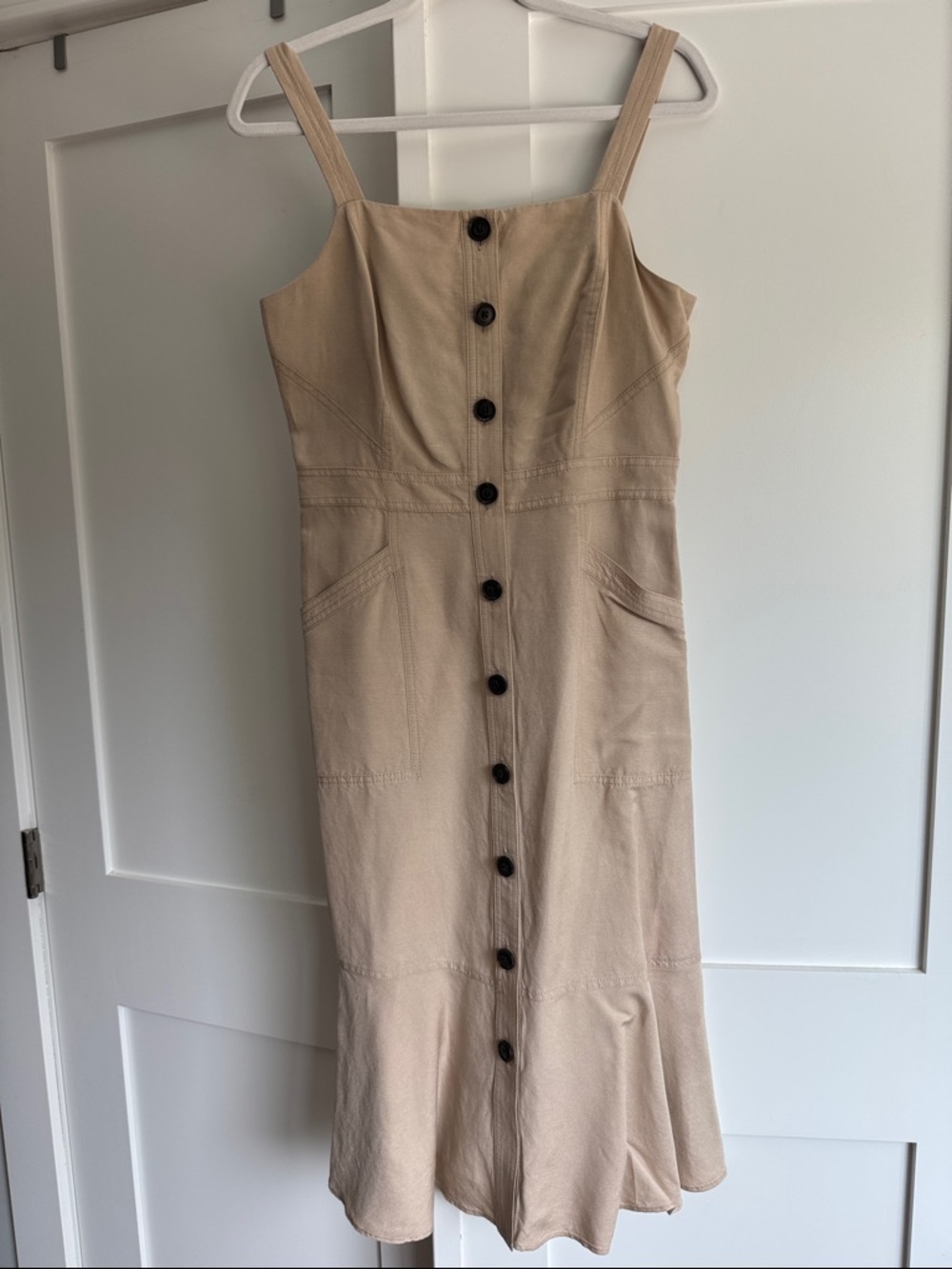 Banana Republic Beige Button-Down Midi Sundress